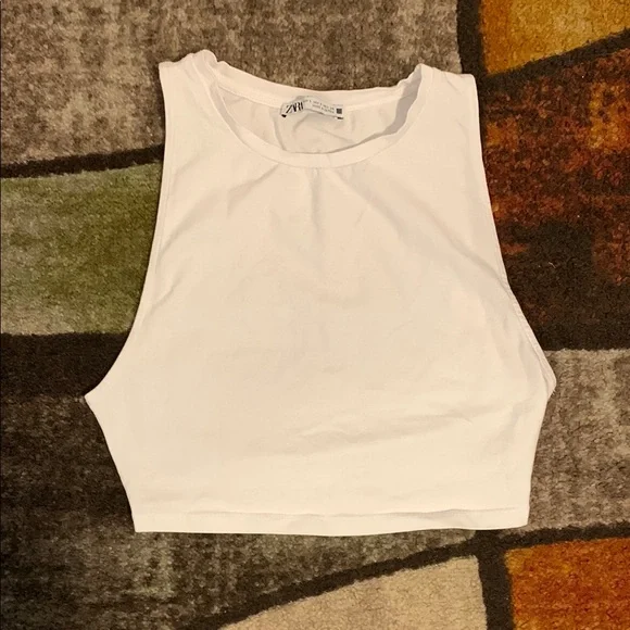 ⚡️Zara White Sleeveless Crop Top! - Picture 1 of 3